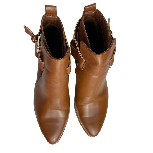 Forever 21 Brown Buckle Pointy Toe Booties Size 8 - Picture 4 of 13